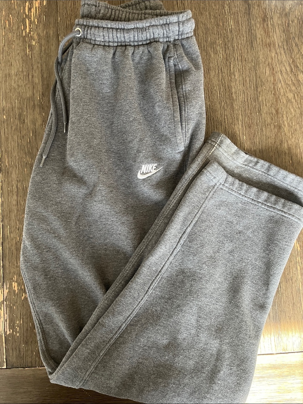 Nike Gray Men's Fleece Joggers with White Swoosh
